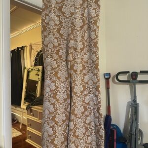 Brown and White Patterned Pants